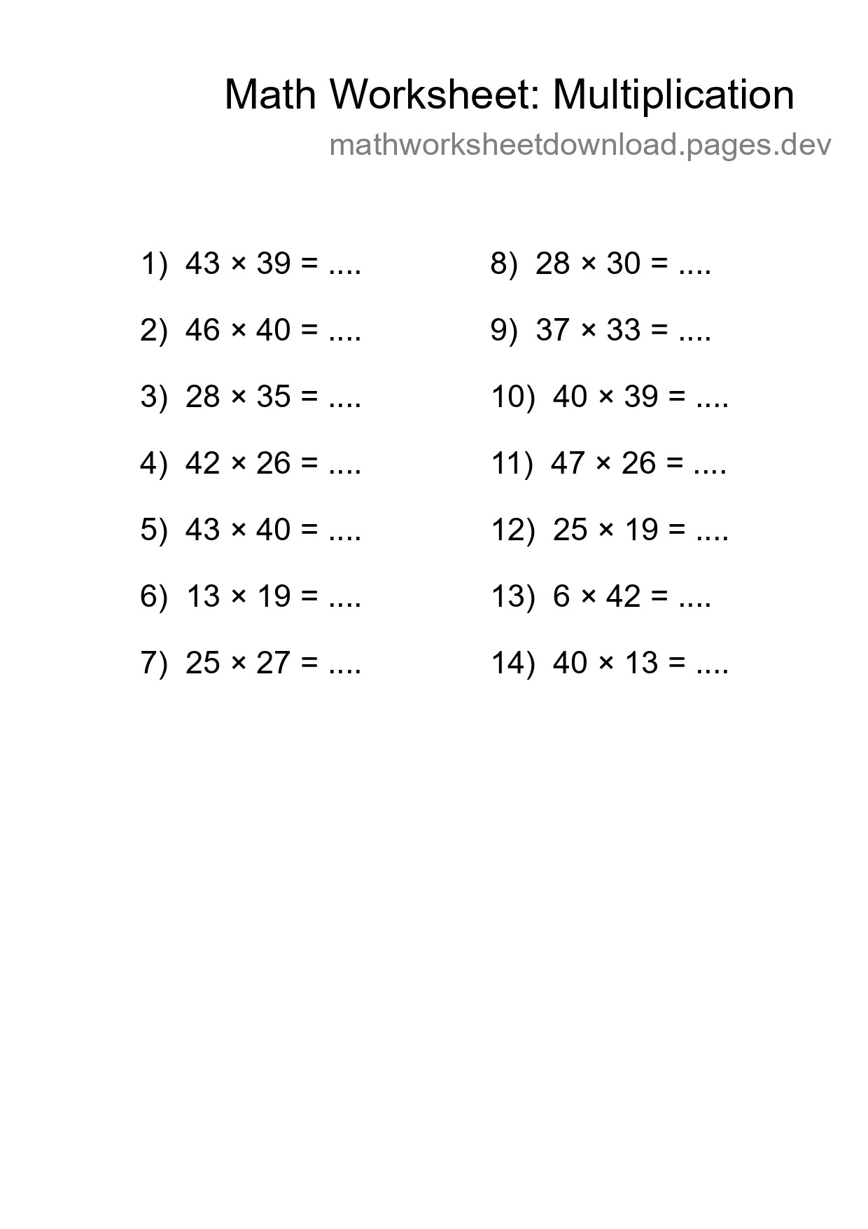 Free 14 Multiplication Math Worksheet For Grade 2 - Part 217
