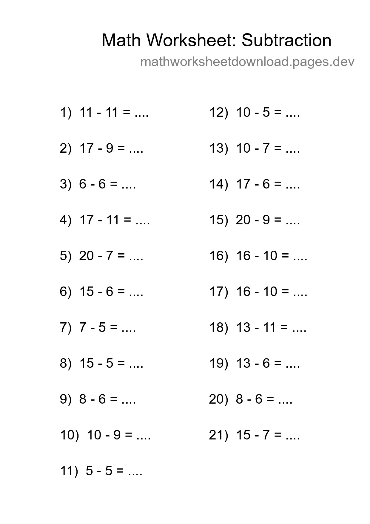 Free 21 Subtraction Math Worksheet For Grade 2 With Answers - Part 288