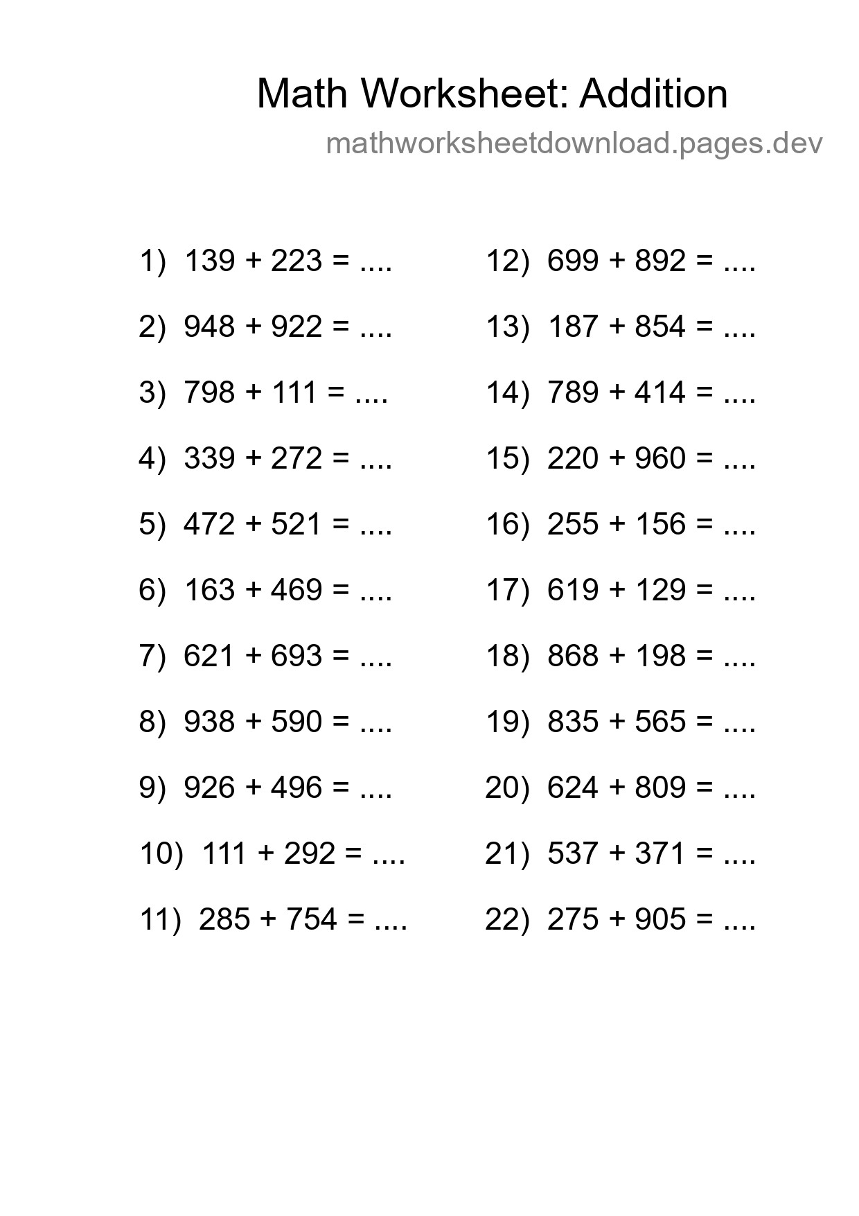 Free 22 Addition Math Worksheet For Grade 5 - Part 61