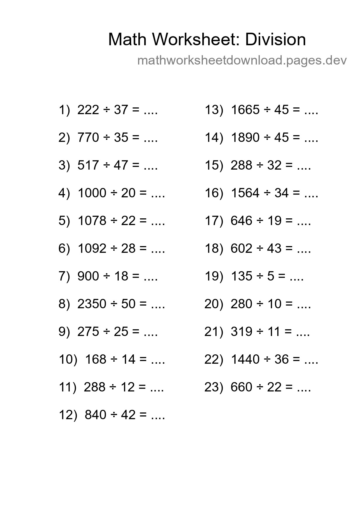 Free 23 Division Math Worksheet For Grade 2 With Answers - Part 84