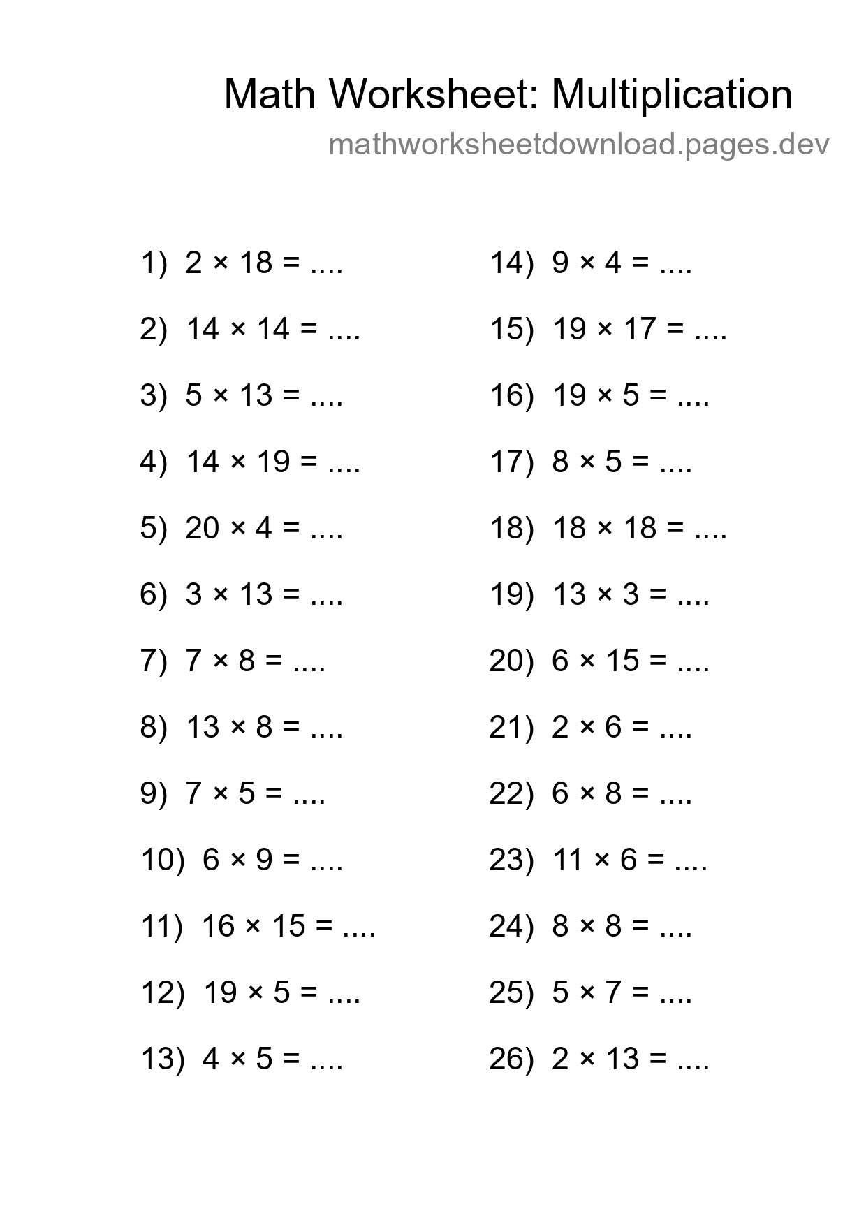 Free 26 Multiplication Math Worksheet For Grade 2 - Part 247