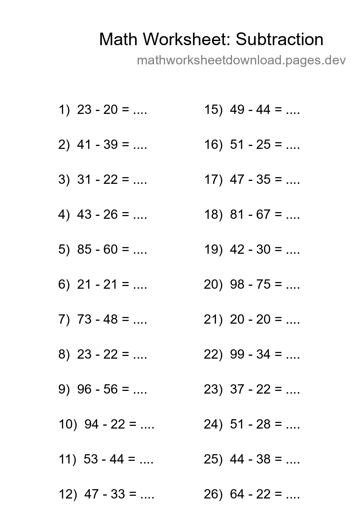 Free 27 Subtraction Math Worksheet For Grade 3 With Answers - Part 218