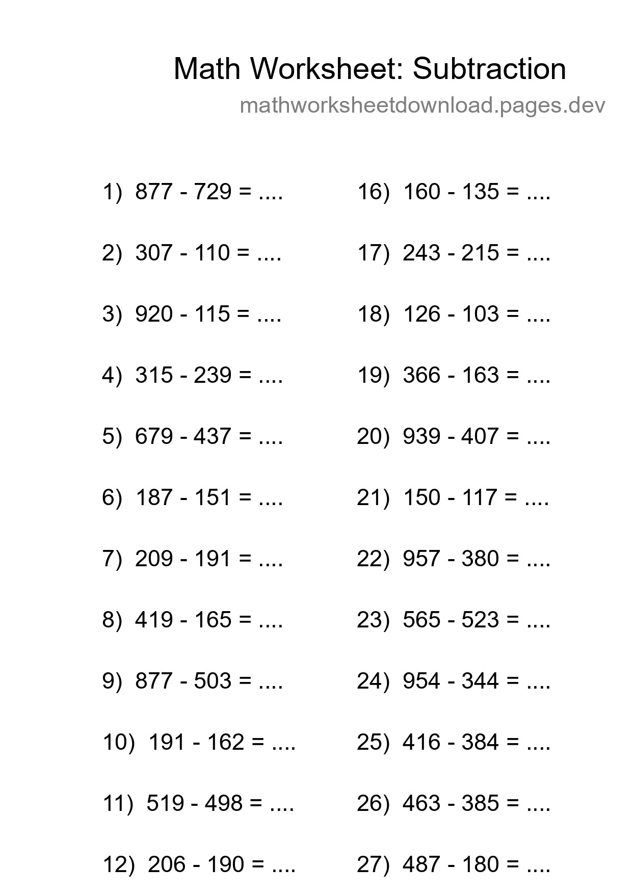 Free 30 Subtraction Math Worksheet For Grade 5 With Answers - Part 48