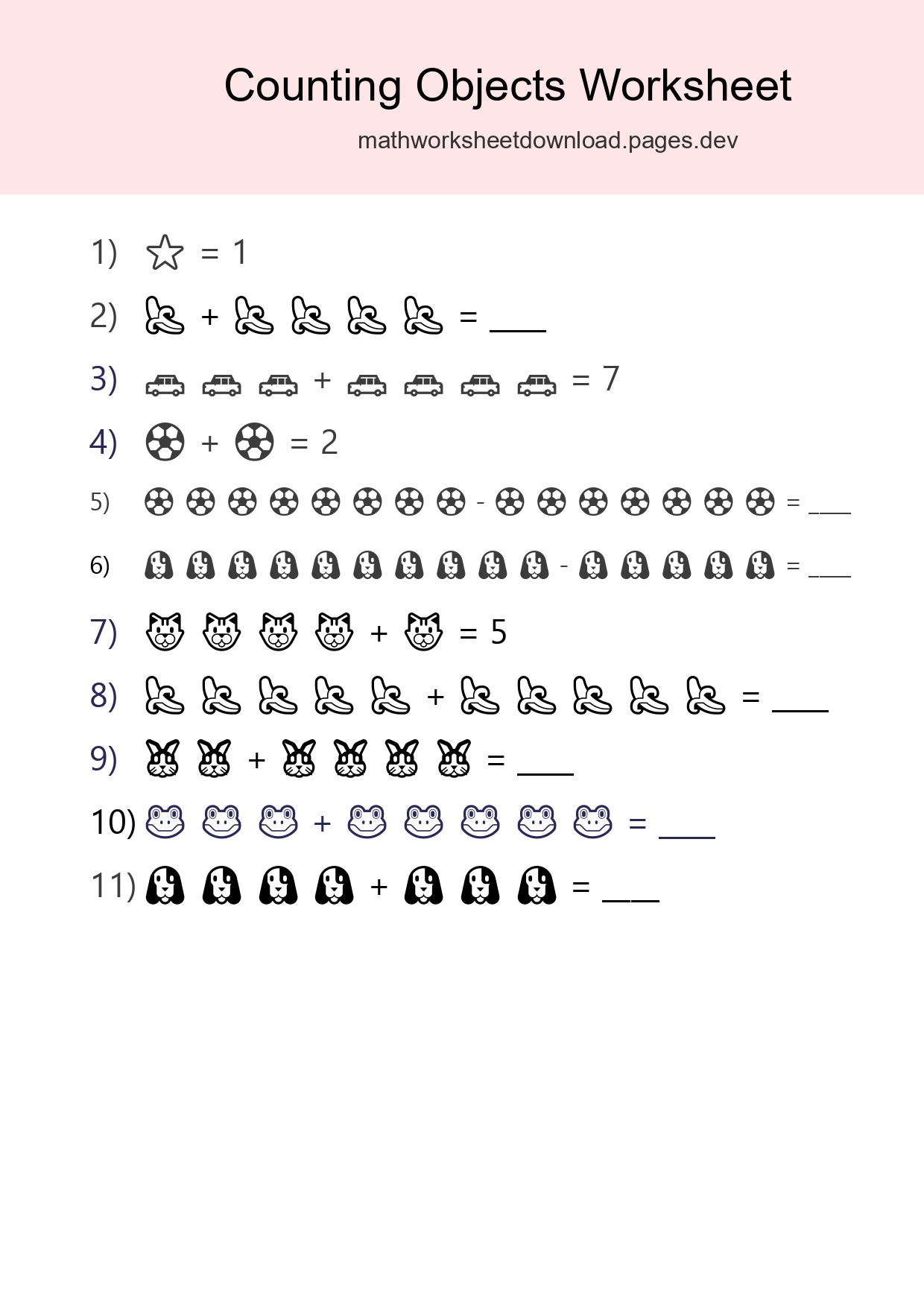Free Counting Objects Worksheet For Kindergarten - Part 13