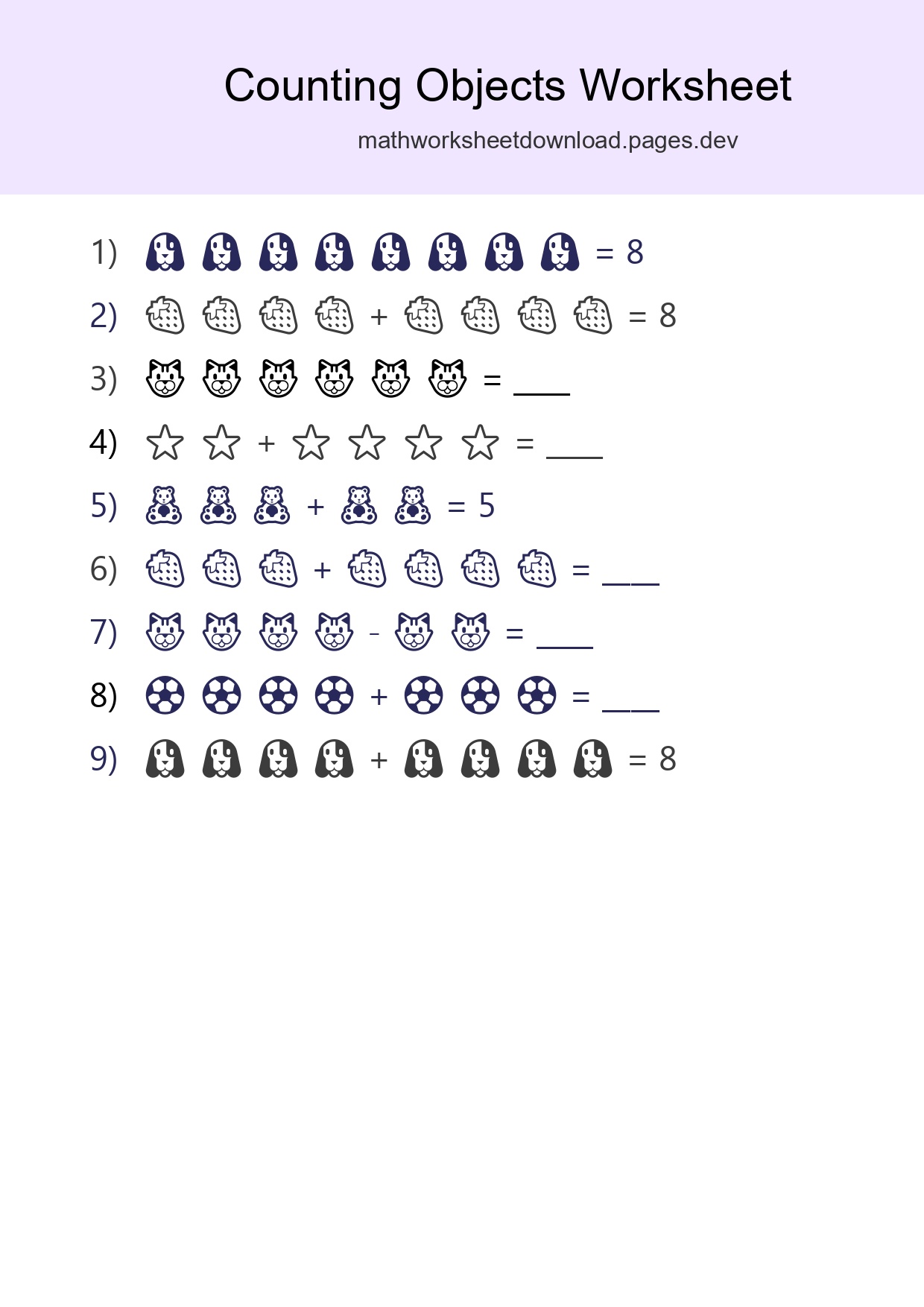 Free Counting Objects Worksheet For Kindergarten - Part 253
