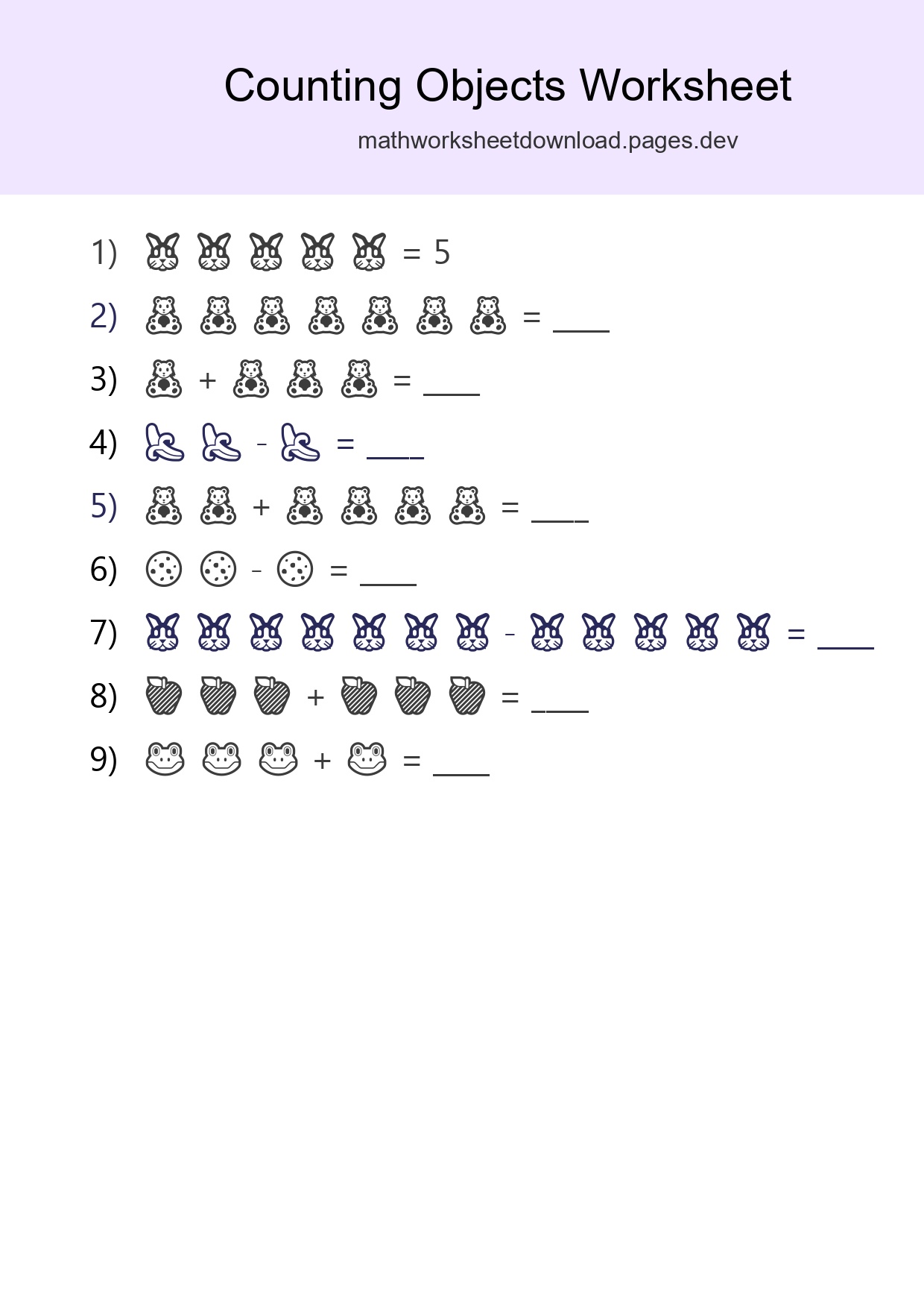 Free Counting Objects Worksheet For Kindergarten - Part 273