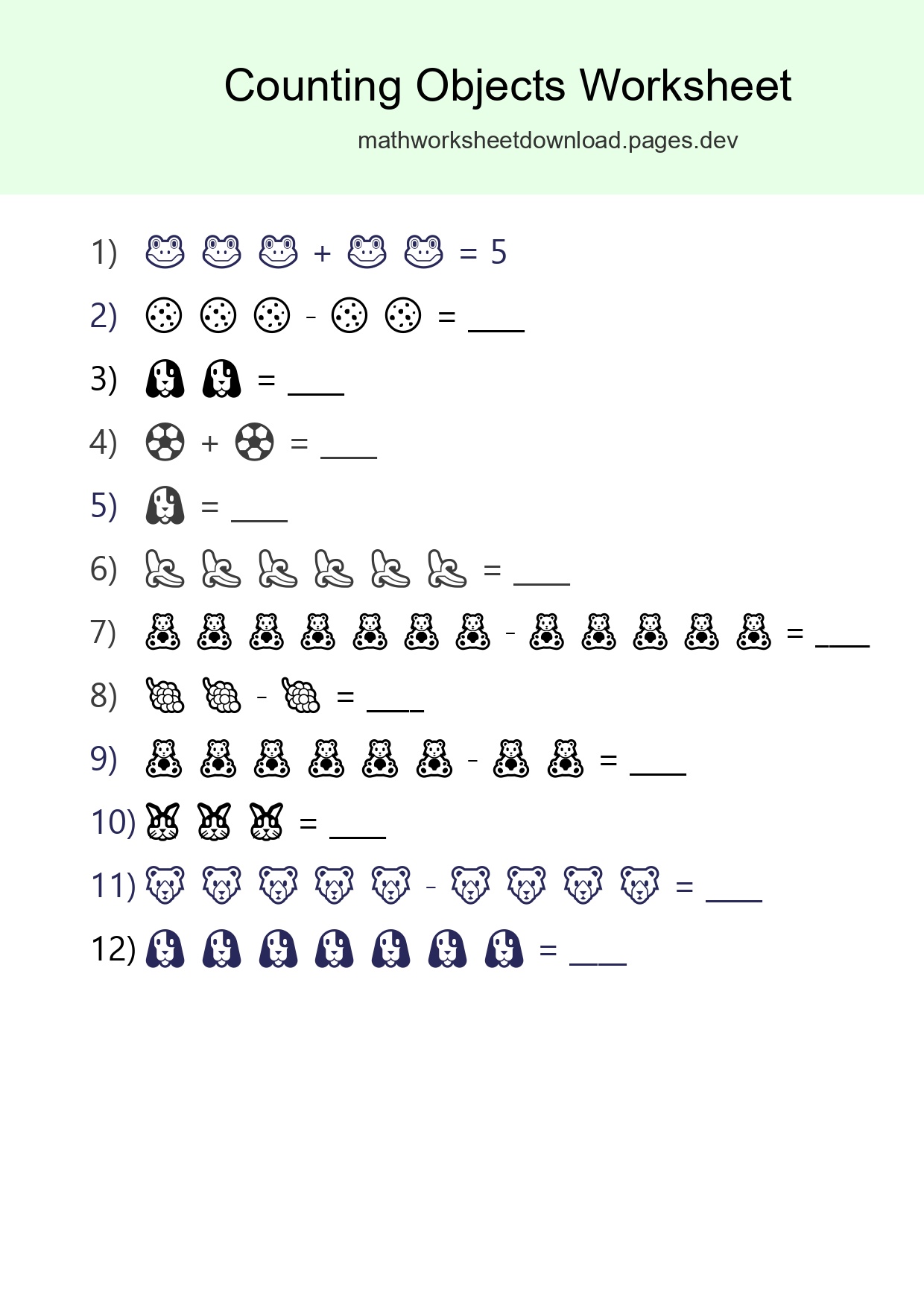 Free Counting Objects Worksheet For Kindergarten Printable - Part 103
