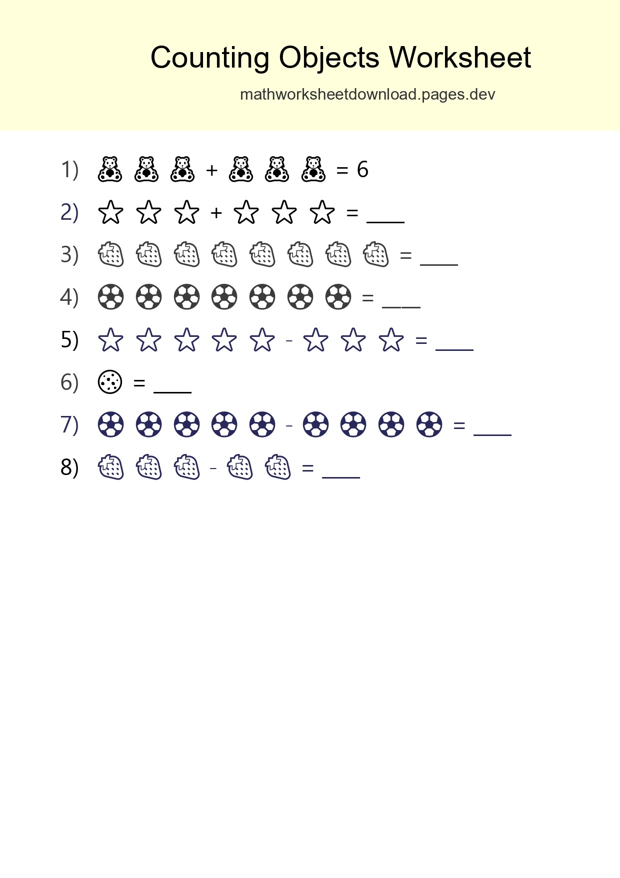 Free Counting Objects Worksheet For Kindergarten Printable - Part 143