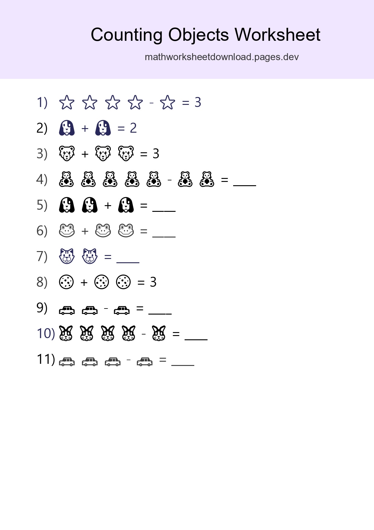 Free Counting Objects Worksheet For Pre-K - Part 123