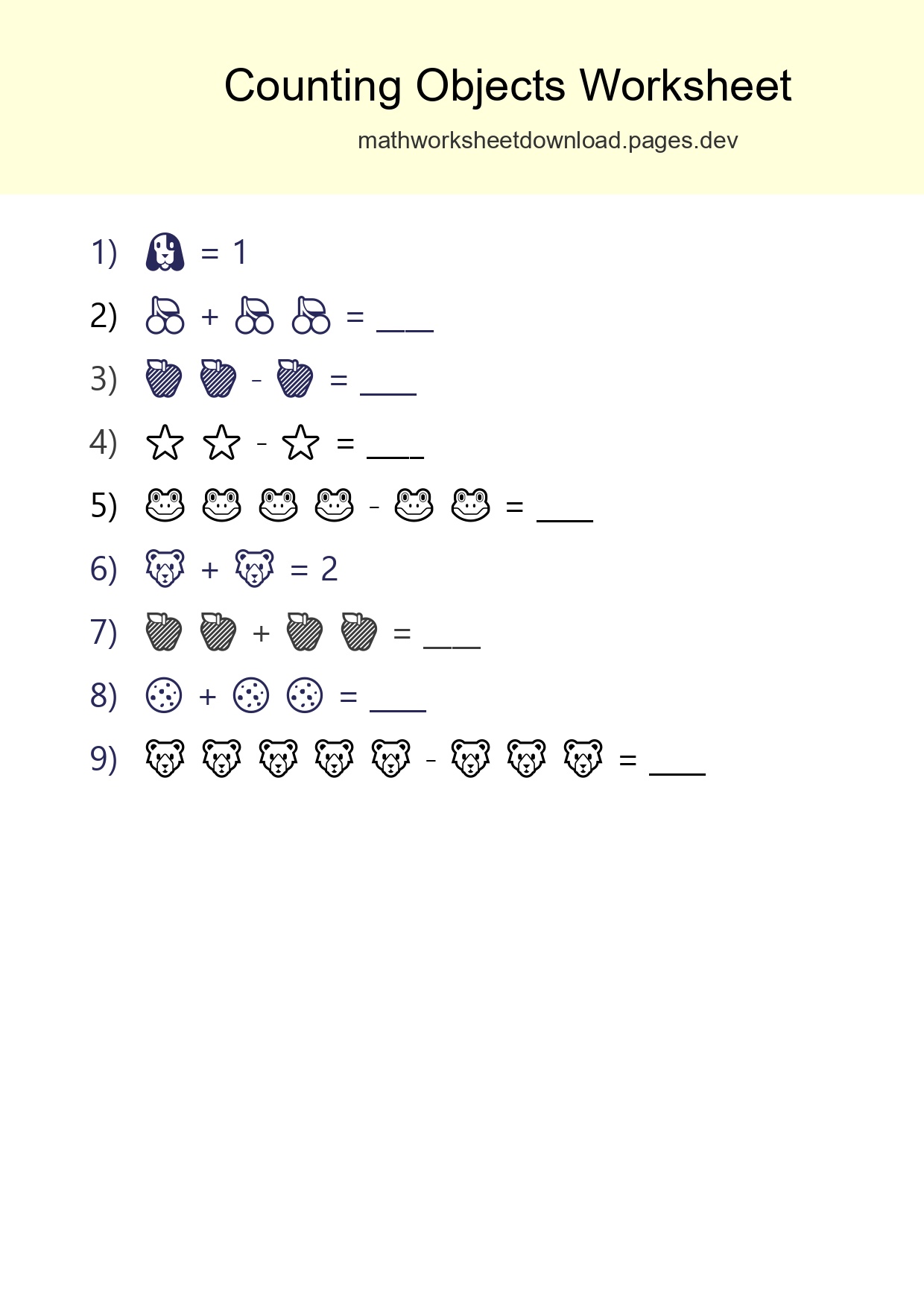 Free Counting Objects Worksheet For Pre-K - Part 133