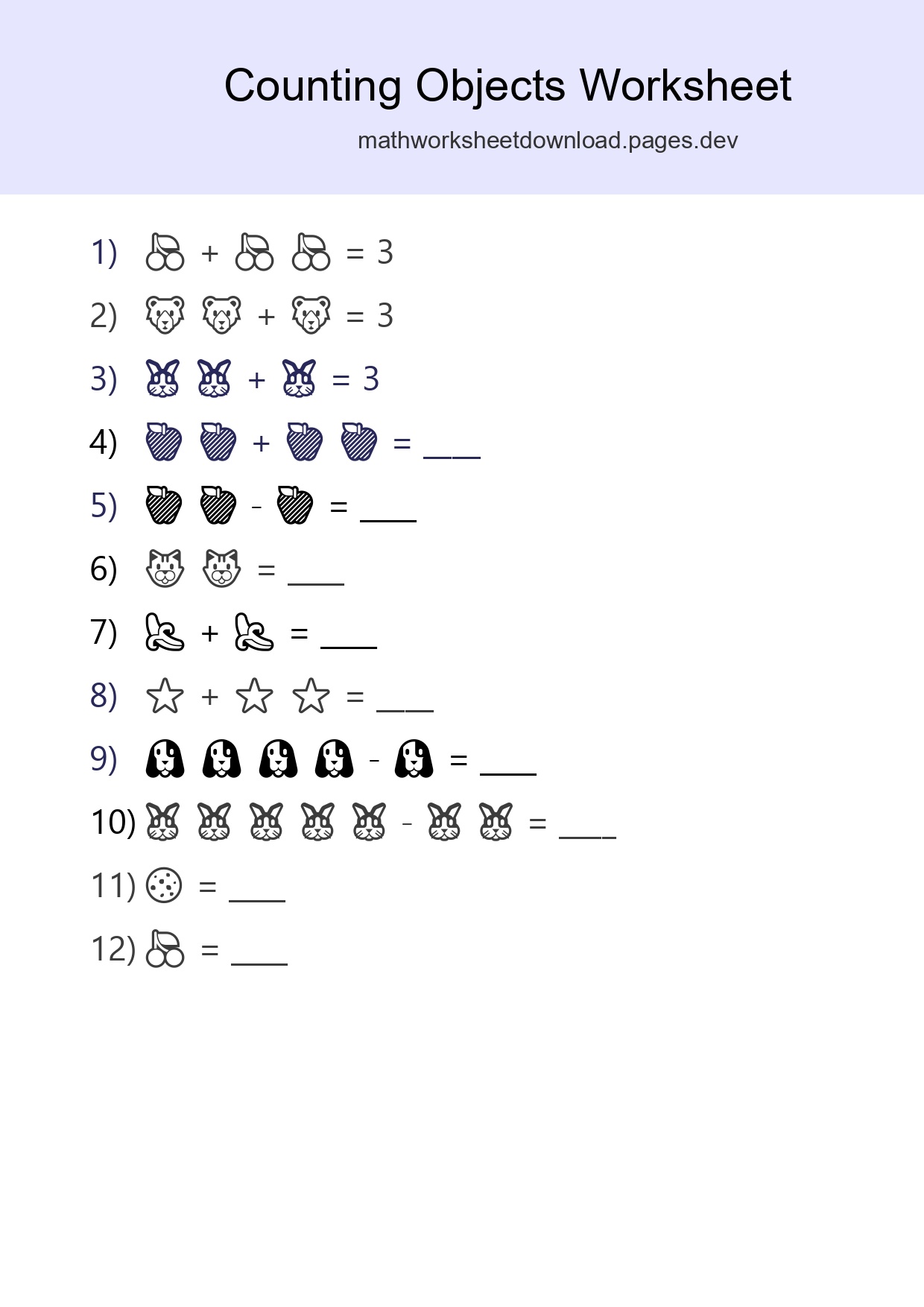 Free Counting Objects Worksheet For Pre-K - Part 3