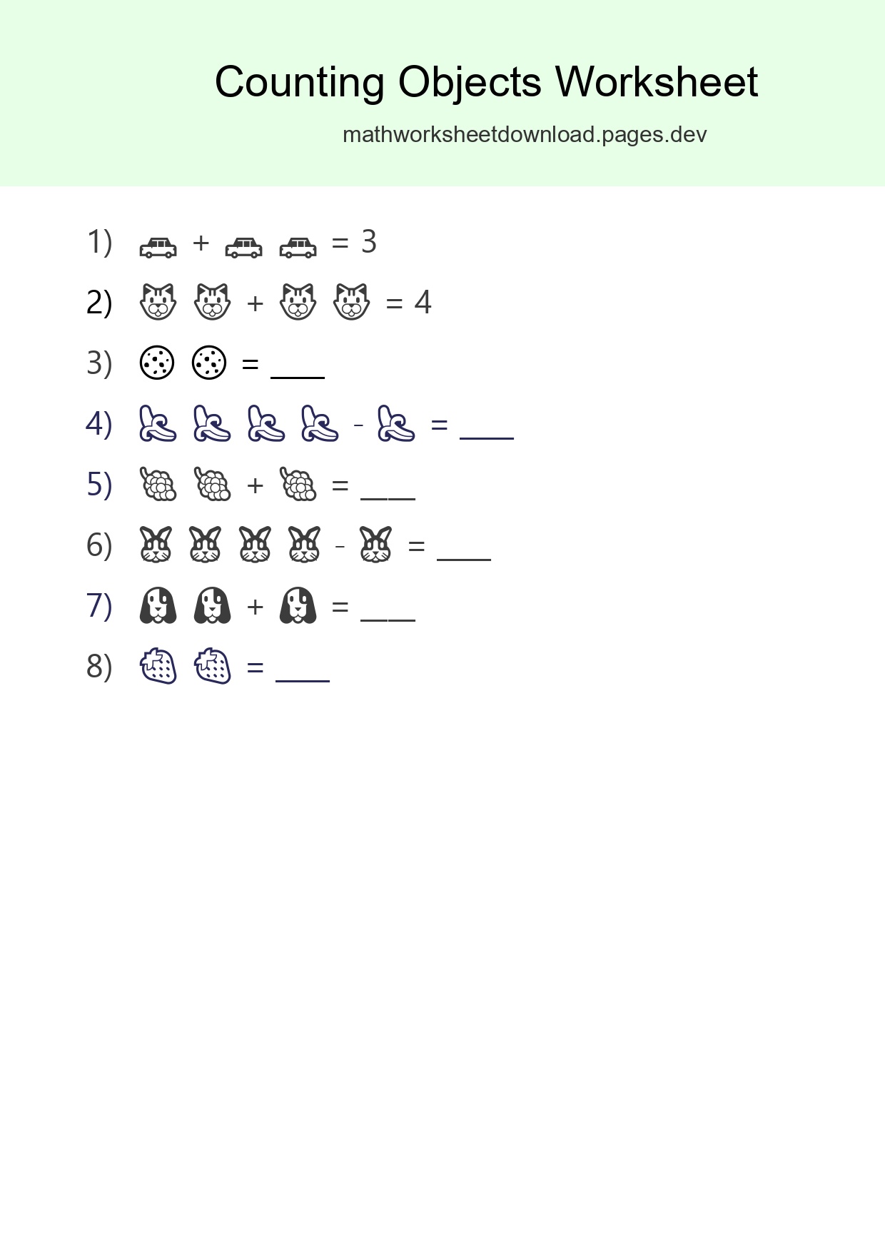 Free Counting Objects Worksheet For Pre-K Printable - Part 183