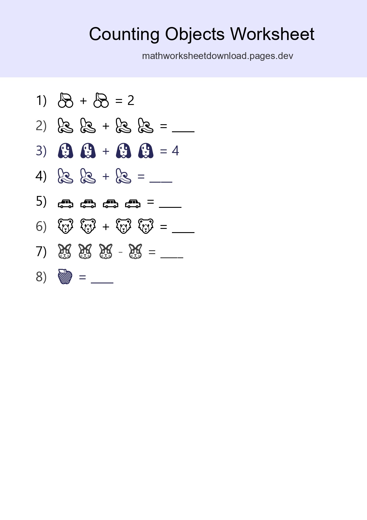 Free Counting Objects Worksheet For Pre-K Printable - Part 293
