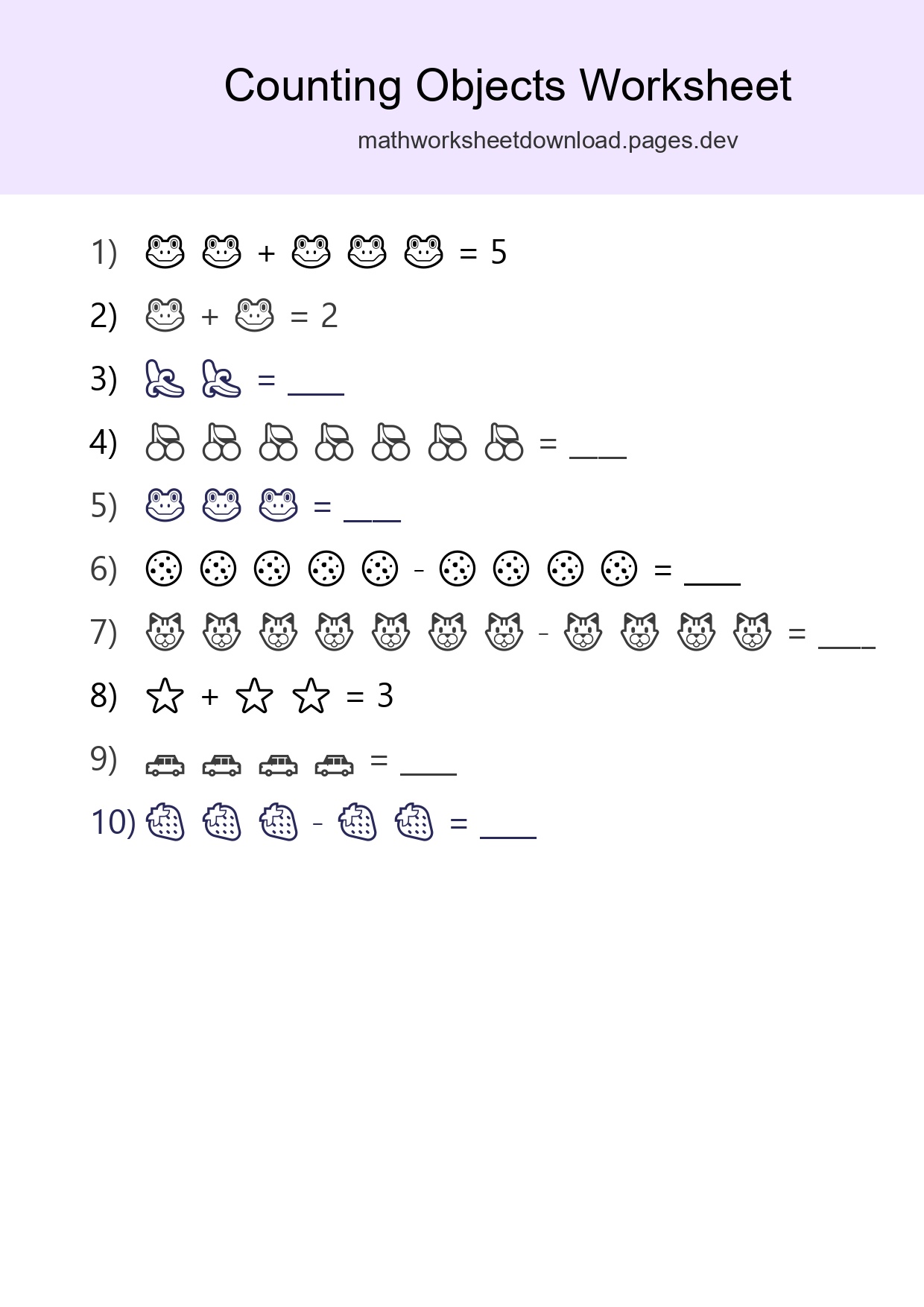 Kindergarten Count The Objects Worksheet - Part 153