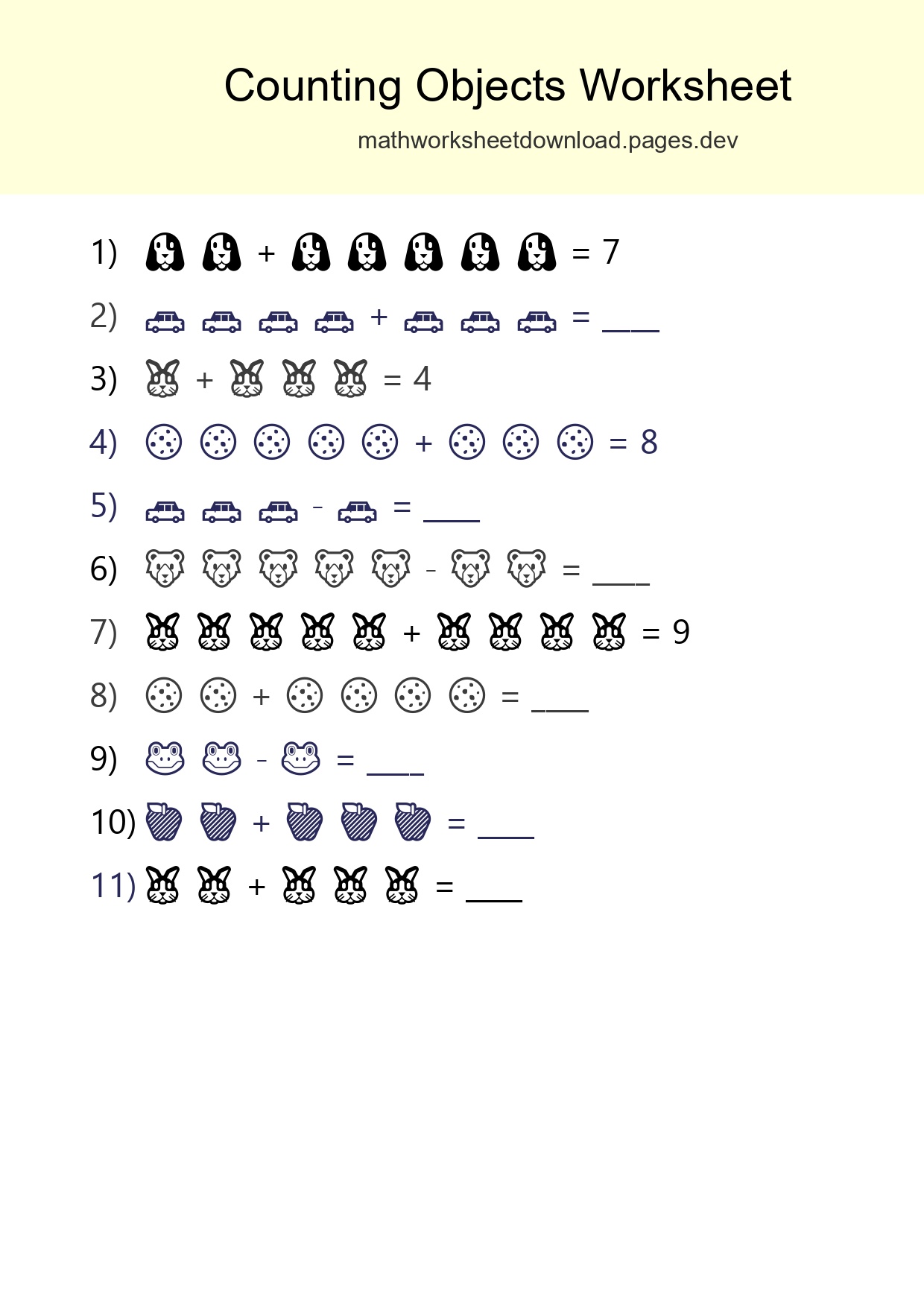 Kindergarten Count The Objects Worksheet - Part 193