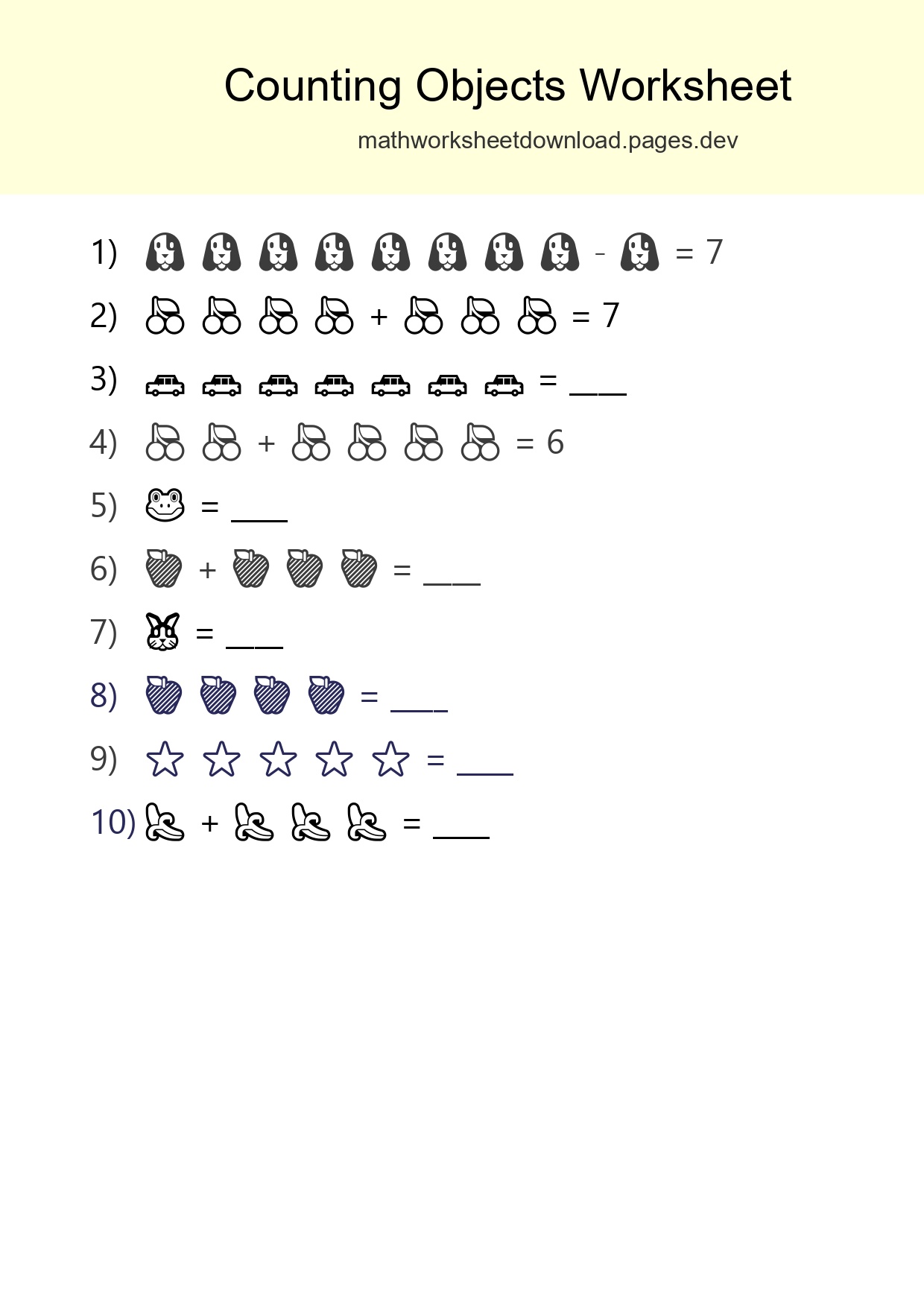 Kindergarten Count The Objects Worksheet - Part 243