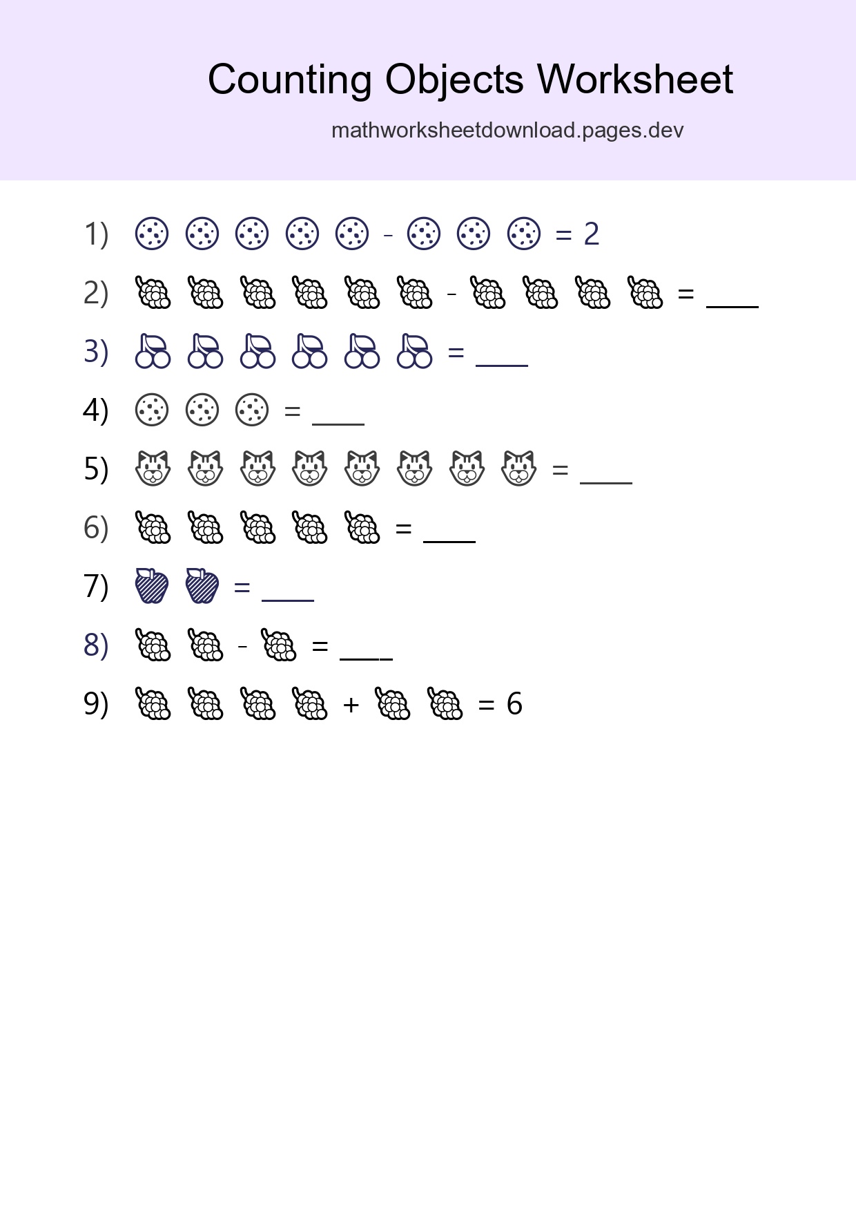 Kindergarten Count The Objects Worksheet - Part 283