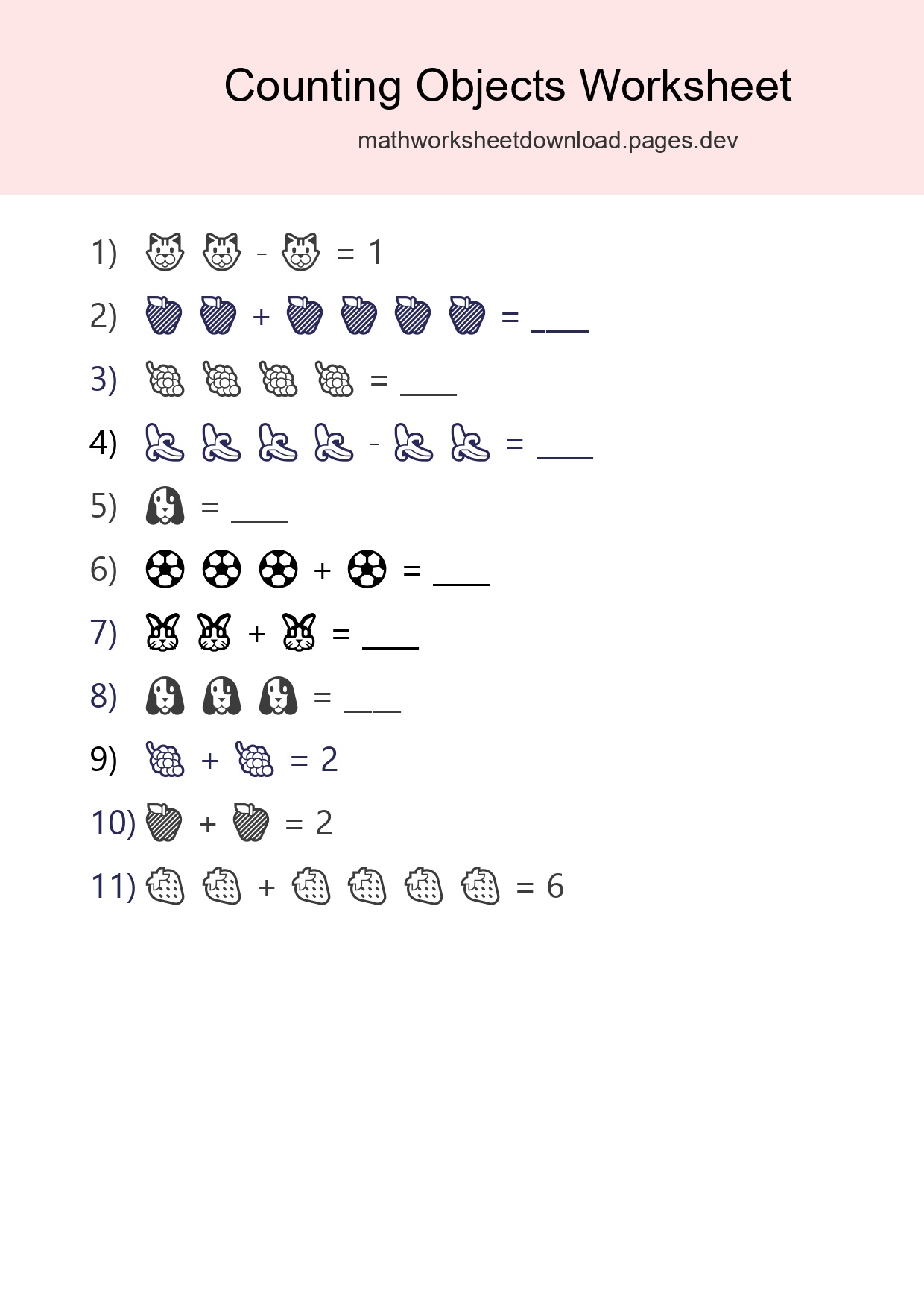Kindergarten Count The Objects Worksheet - Part 33