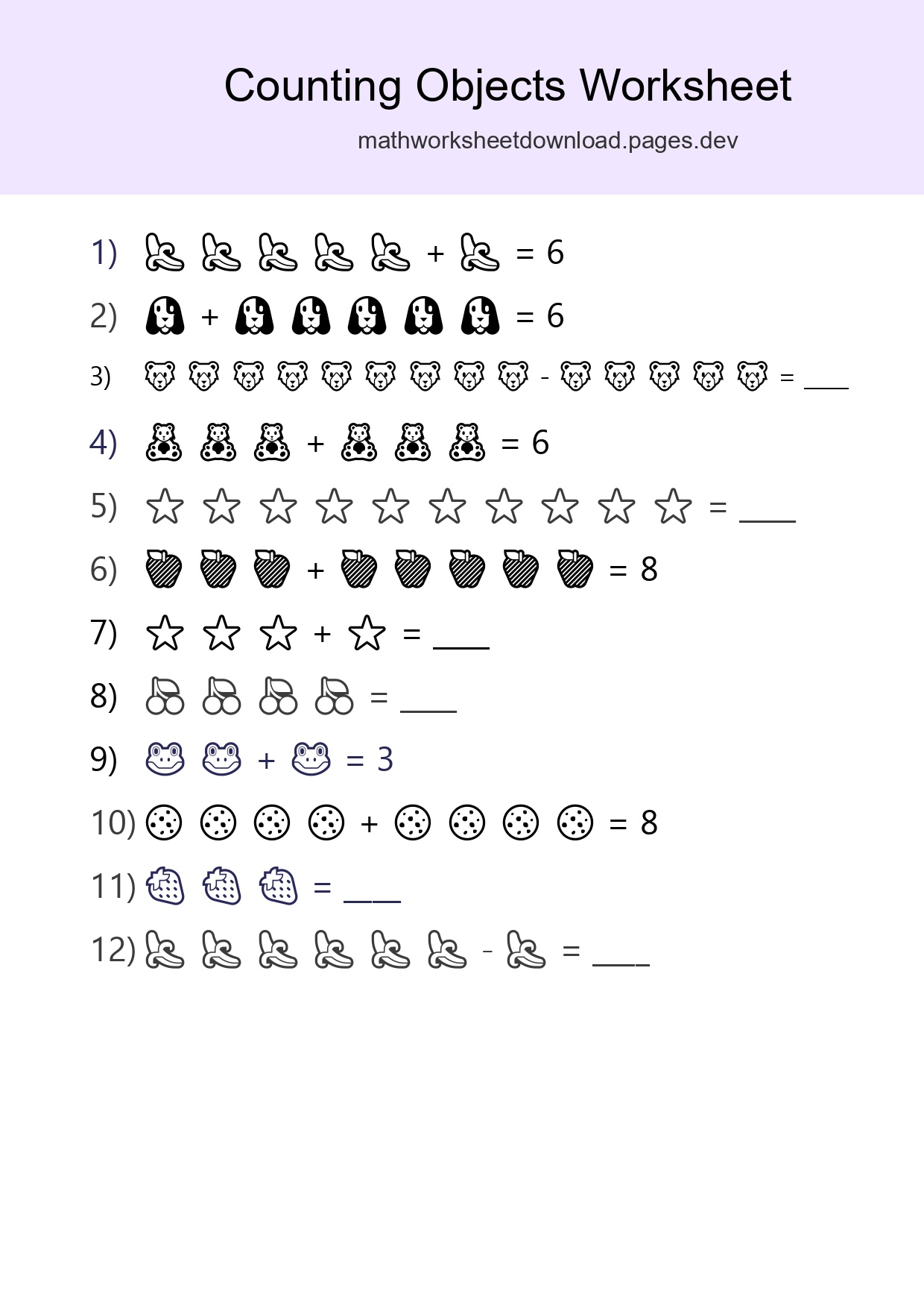 Kindergarten Count The Objects Worksheet - Part 63