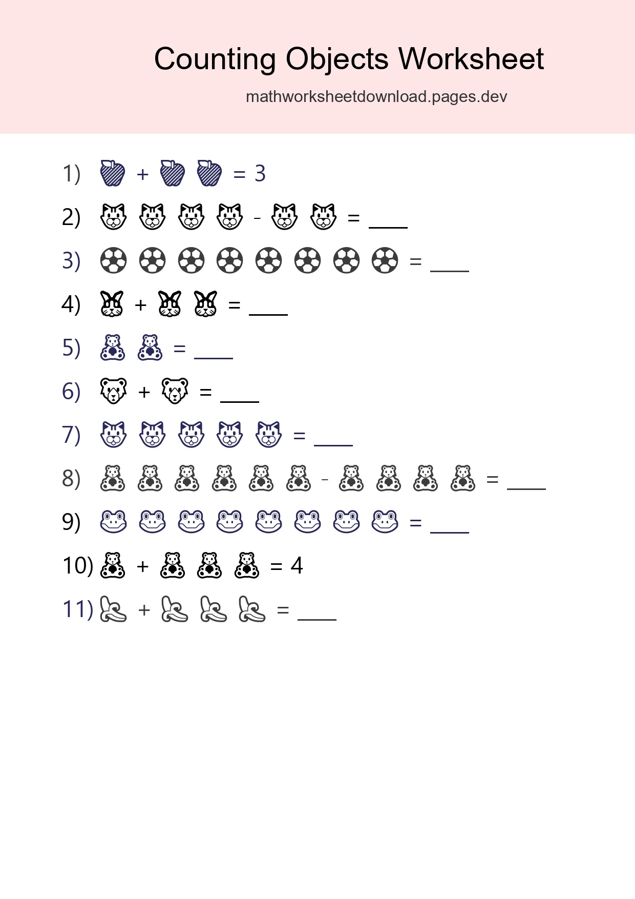 Kindergarten Count The Objects Worksheet - Part 83