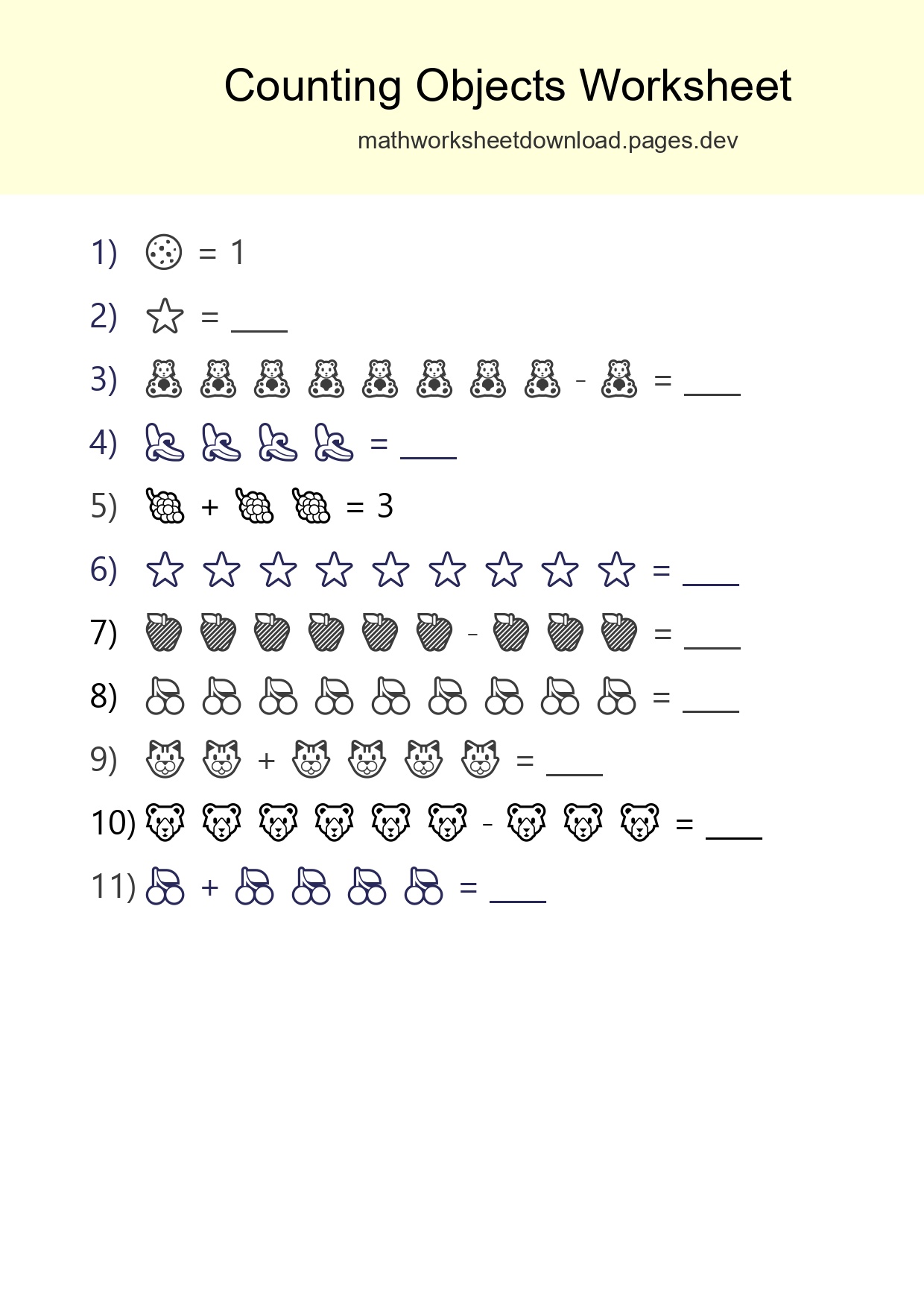 Learn Counting With Pictures Worksheet (Kindergarten) - Part 233