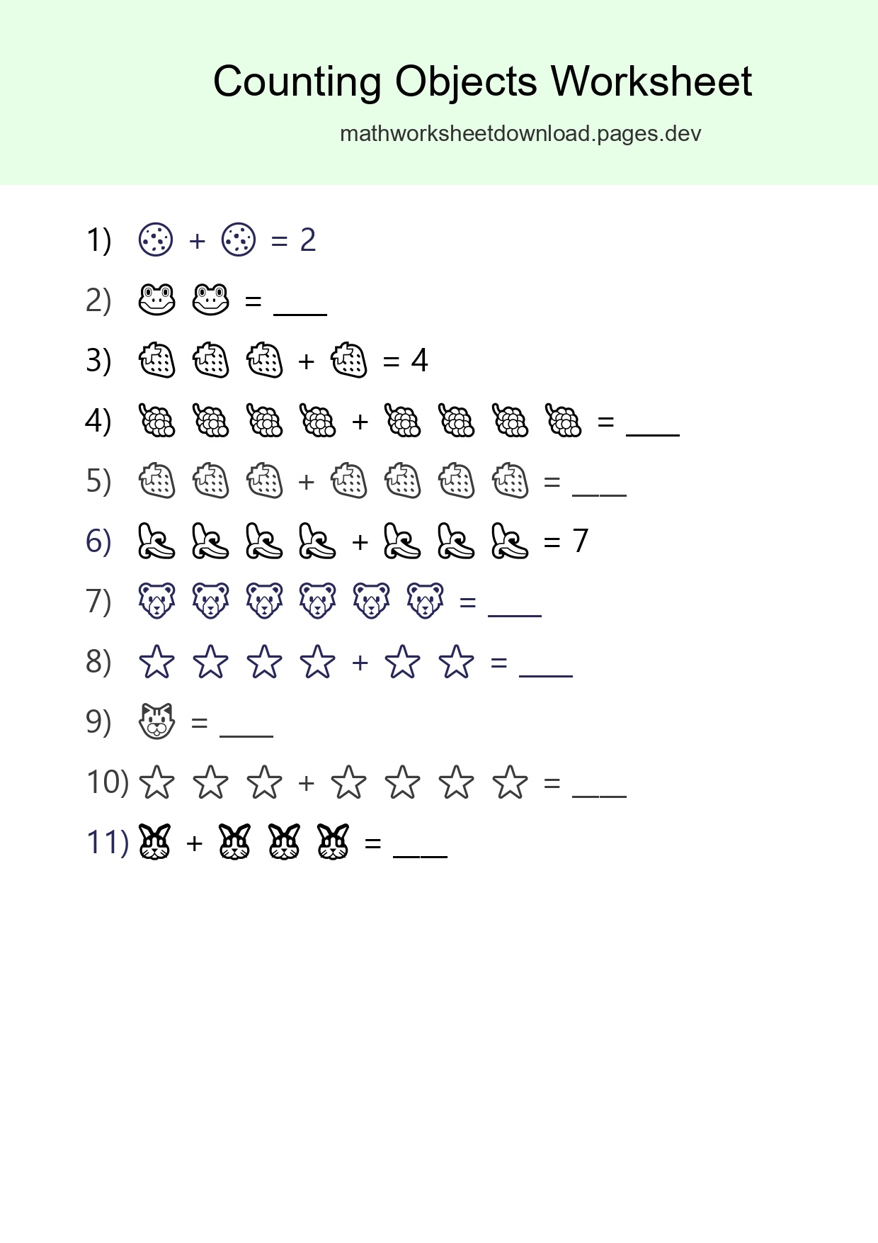 Learn Counting With Pictures Worksheet (Kindergarten) - Part 43