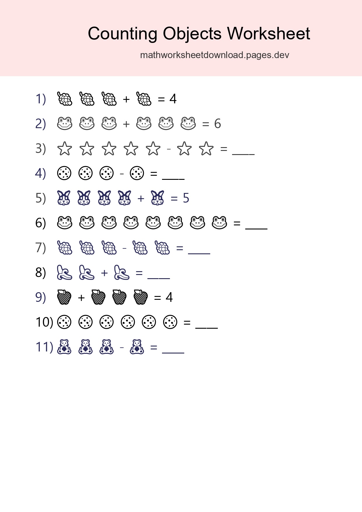 Learn Counting With Pictures Worksheet (Kindergarten) - Part 53