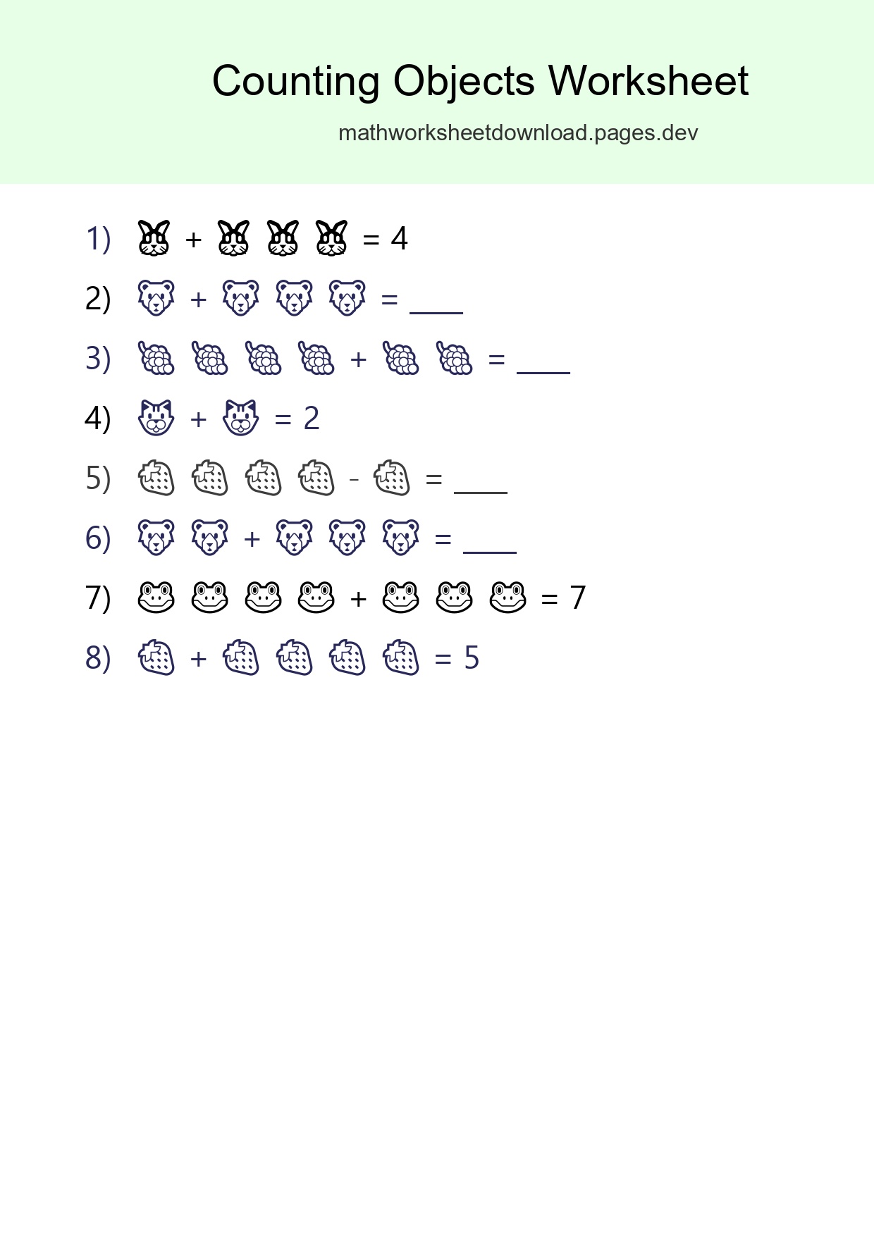 Learn Counting With Pictures Worksheet (Kindergarten) - Part 93